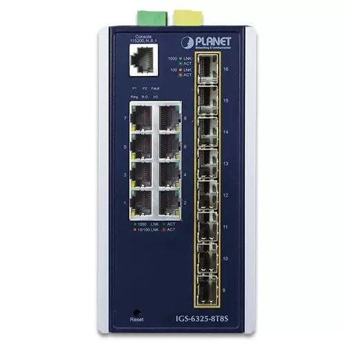 IGS-6325-8T8S Industrial L3 8-Port 10/100/1000T + 8-Port 100/1000X SFP Managed Ethernet Switch