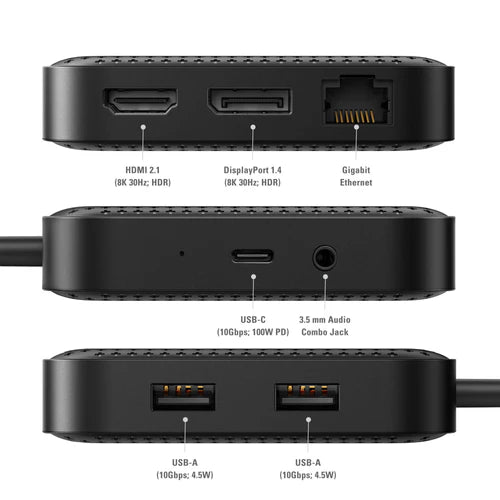 HyperDrive HD USB4 Mobile Dock - Hyper HD USB4 Mobile Dock (Single 8K 30Hz Display Support..Easily connect up a single external display at 8K 30Hz with the flexibility of HDMI 2.1 or DP 1.4. USB-C 100W PD Passthrough Quickly charge your host computer w...