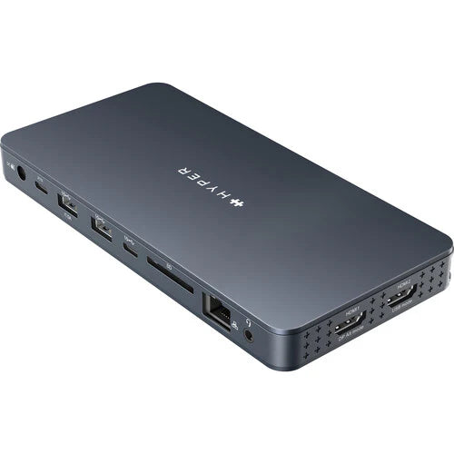 HyperDrive Next 10 Port USB-C Mobile Hub with Lock Slot -  Dual Monitor (Includes 1 x HDMI 4K 60Hz 1 x HDMI 4K 30hz  1 x USB-A Port 1 x USB-C Port 1x USB-C 100 Watt Power Delivery Port 1 x 3.5MM Audio Jack 1 x Gigabit Ethernet Port  and Micro and SD Ca...