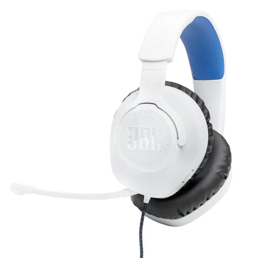JBL Quantum 100P Console Wired Over-Ear Gaming Headset With Detachable Mic - White/Blue