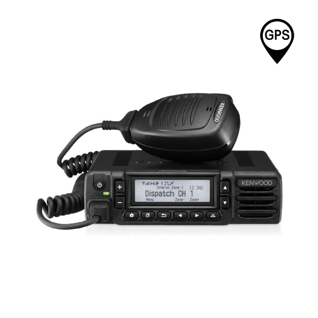 Kenwood NX3720GE VHF GPS or NX3820GE UHF GPS Analog &amp; Digital Mobile ( Vehicle, Base ) Two-Way Radio complete with microphone, power cable and radio mounting bracket.