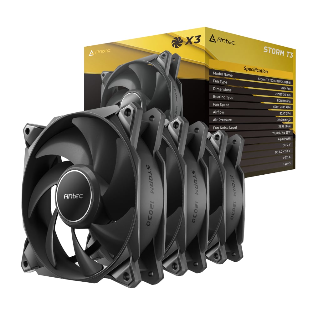 Antec Storm T3 120 PWM Case Fan 3 Pack - Black - TecAfrica Solutions