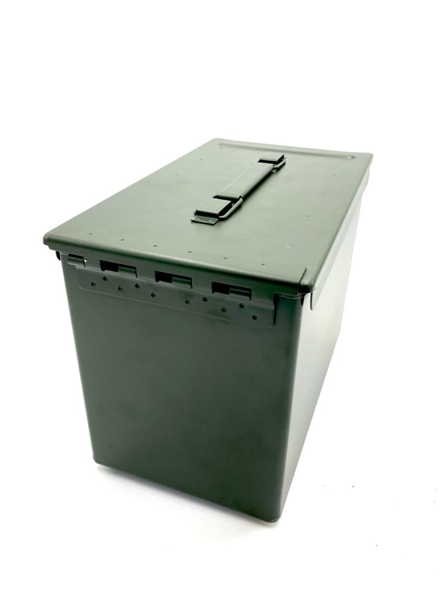 Metal Ammunition Storage Box - Green, Heavy-Duty 30x17x22cm