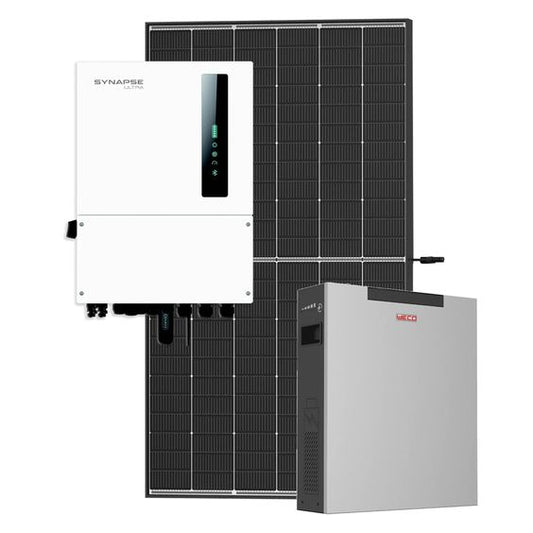 5KW SYNAPSE ULTRA, POWER 4K4L WECO CORE - PV & BATTERY KIT - 5KW SYNAPSE ULTRA HYBRID INVERTER, 4K4L WECO POWER 48V BATTERY AND 6X 420W TRINA PANELS