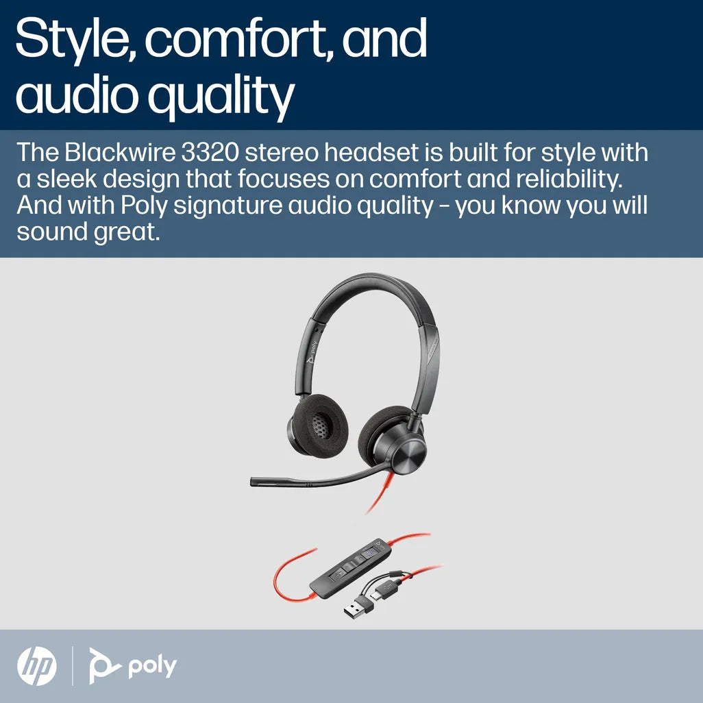 POLY BLACKWIRE 3320 USB-A+C HEADSET