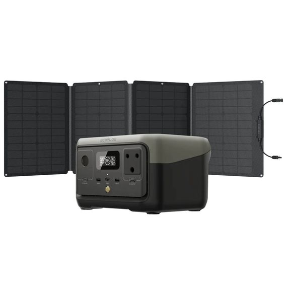 ECOFLOW RIVER 2 PORTABLE POWER STATION AND 110W PORTABLE SOLAR PANEL