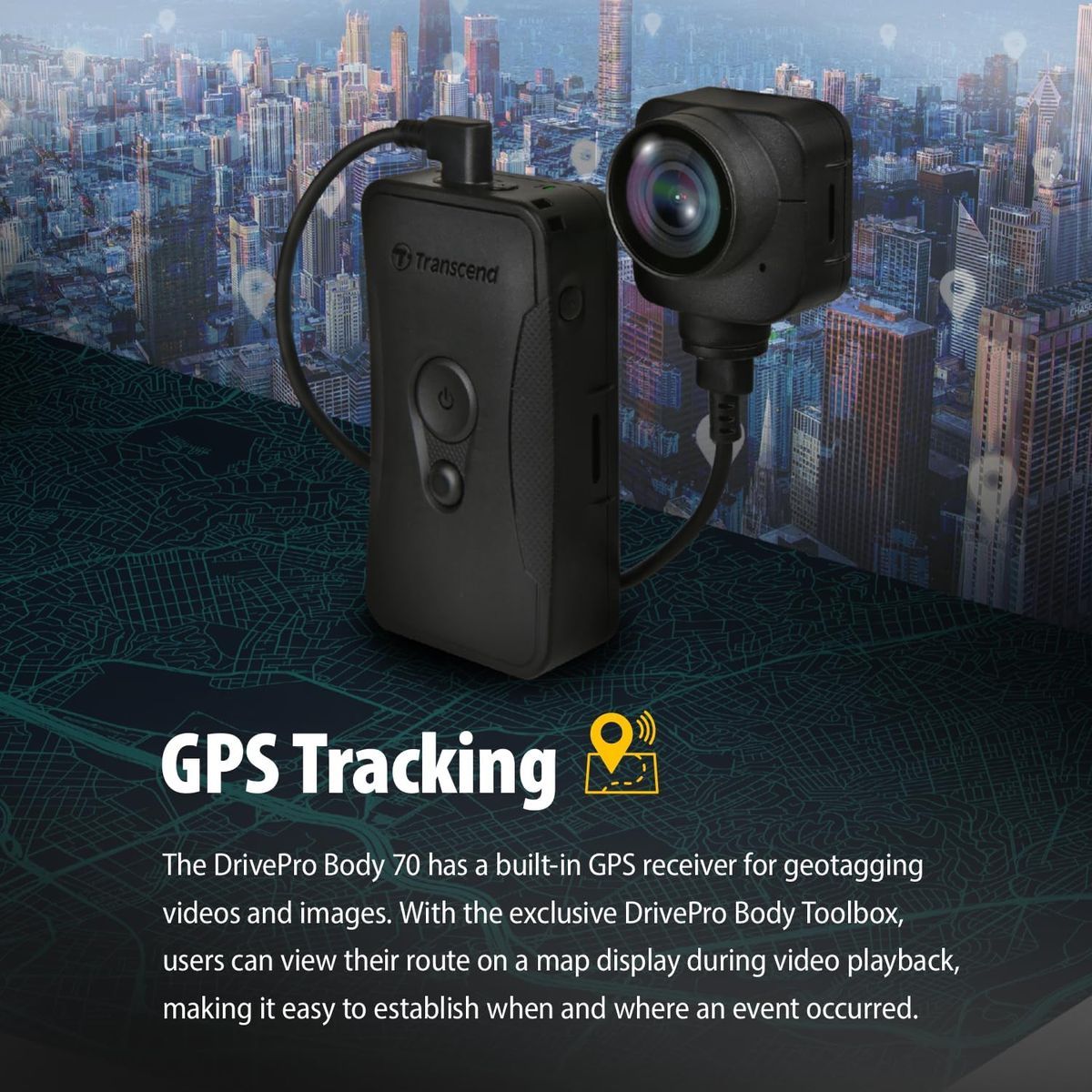 Transcend DrivePro Body 70 Body Camera - 2K QHD 1440P, 64GB, Wi-Fi, GPS - TecAfrica Solutions