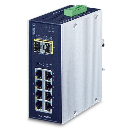 PLANET Industrial 8-port 10/100/1000T + 2-port 1G/2.5G SFP Managed Gigabit Switch