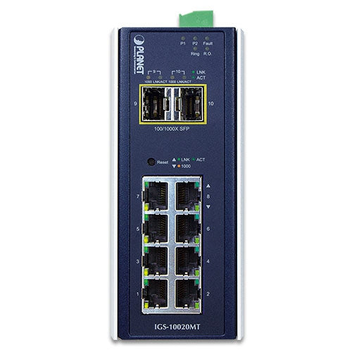 PLANET Industrial 8-port 10/100/1000T + 2-port 1G/2.5G SFP Managed Gigabit Switch