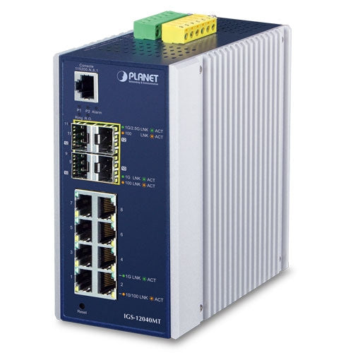 PLANET Industrial 8-Port 10/100/1000T + 2-Port 100/1G SFP + 2-Port 1G/2.5G SFP Managed Ethernet Switch