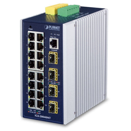 PLANET Industrial L2+ 16-Port 10/100/1000T + 4-Port 100/1000X SFP Managed Switch