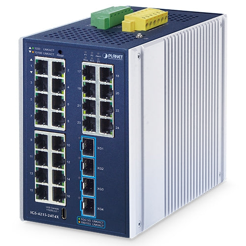 PLANET Industrial L2+ 24-Port 10/100/1000T + 4-Port 10G SFP+ Managed Ethernet Switch