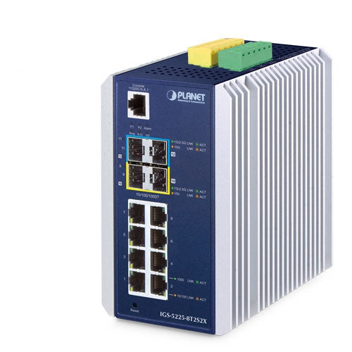 PLANET Industrial L3 8-Port 10/100/1000T + 2-Port 1G/2.5G SFP + 2-Port 10G SFP+ Managed Ethernet Switch