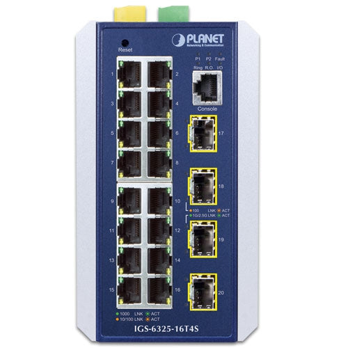PLANET Industrial L3 16-Port 10/100/1000T + 4-Port 1G/2.5G SFP Managed Ethernet Switch