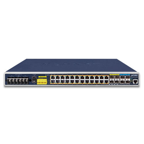 PLANET Industrial L3 24-Port 10/100/1000T-802.3at PoE + 4-Port 10G SFP+ Managed Ethernet Switch