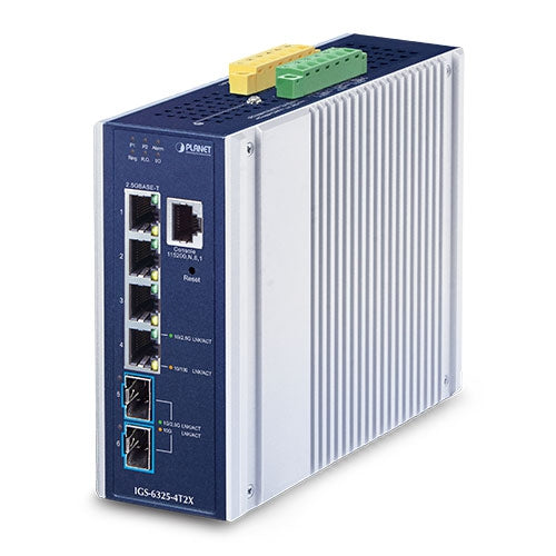 PLANET Industrial Layer 3 4-Port 2.5GBASE-T + 2-Port 10GBASE-X SFP+ Managed Ethernet Switch