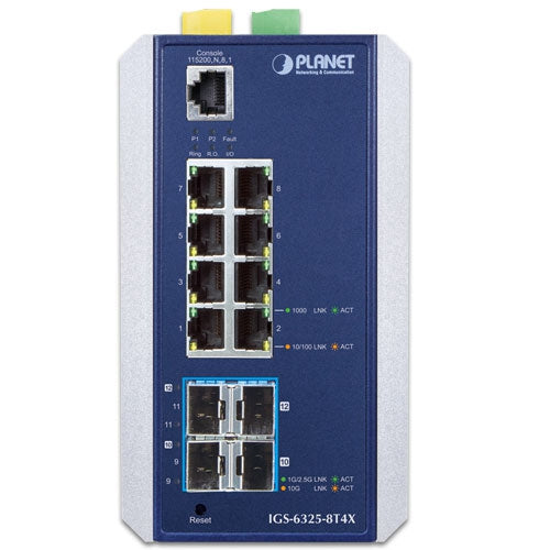 PLANET Industrial L3 8-Port 10/100/1000T + 4-Port 10G SFP+ Managed Ethernet Switch