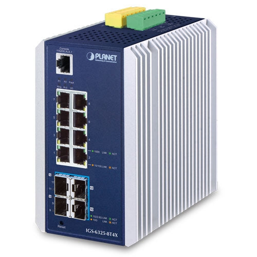 PLANET Industrial L3 8-Port 10/100/1000T + 4-Port 10G SFP+ Managed Ethernet Switch