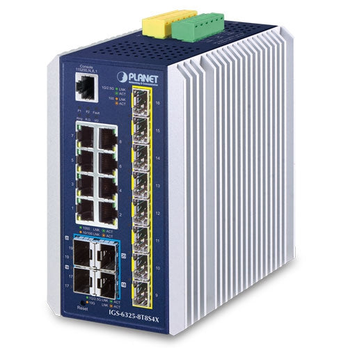 PLANET Industrial L3 8-Port 10/100/1000T + 8-Port 1G/2.5G SFP + 4-Port 10G SFP+ Managed Ethernet Switch