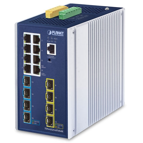 PLANET Industrial L3 8-Port 10/100/1000T + 4-Port 1G/2.5G SFP + 4-Port 10GBASE-X SFP+ Managed TSN Ethernet Switch