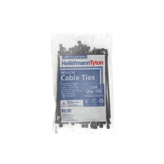 Cable tie inside serrated, 150x3.5mm, Ø1.5-35.0mm, black, 100pcs.