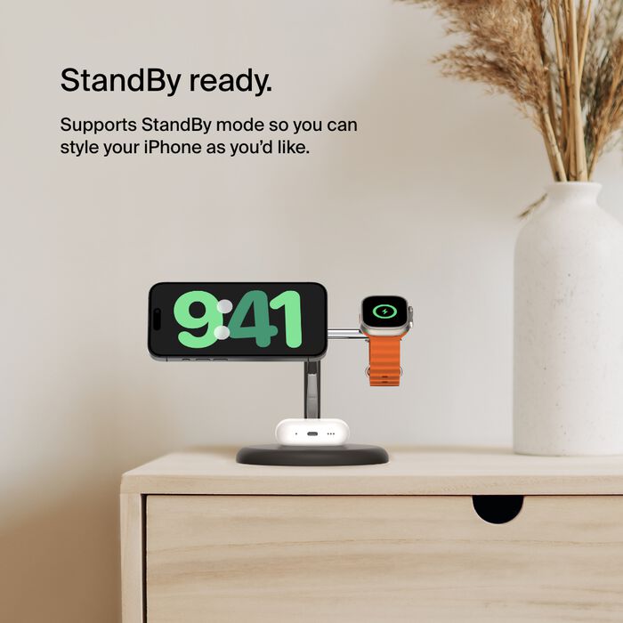 3-in-1 Magnetic Wireless Charging Stand with Qi2 15W