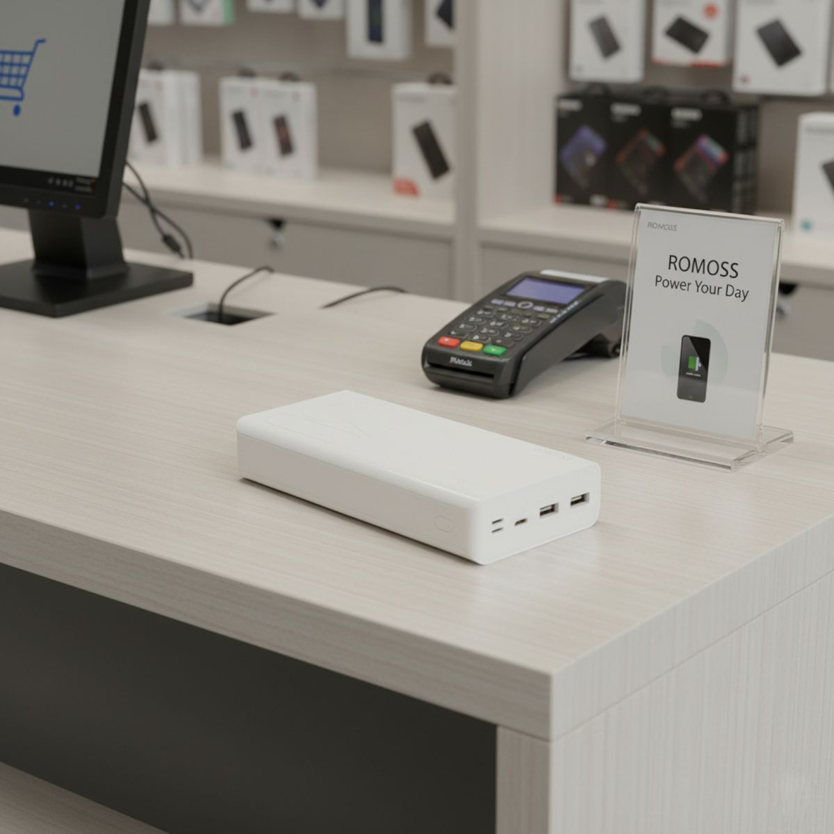 Romoss Pulse 30 30000mAh Input: Type-C|Micro USB|Lightning (8pin)|Output: 1 x USB 5V 2.1A|1 x USB 5V 1A Power Bank - White
