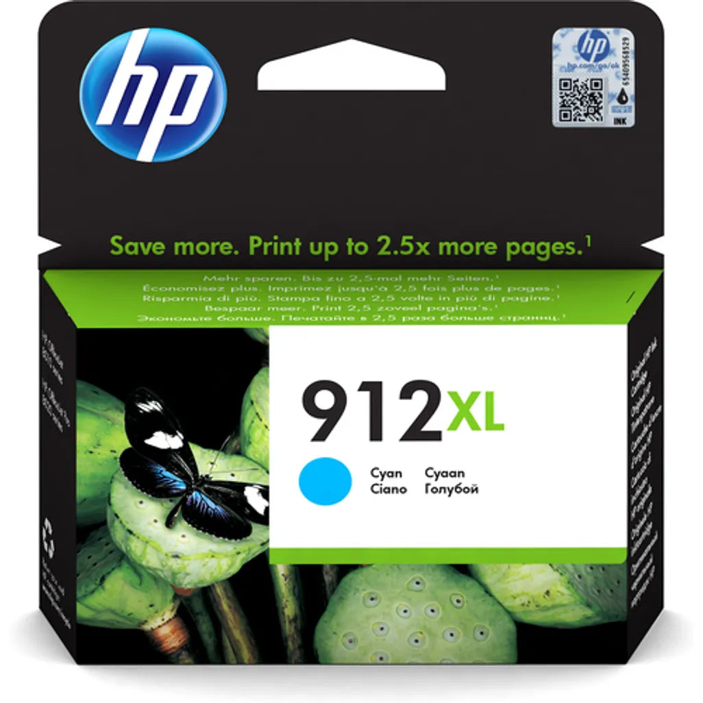 HP 912XL High Yield Cyan Original Ink Cartridge;~825 pages