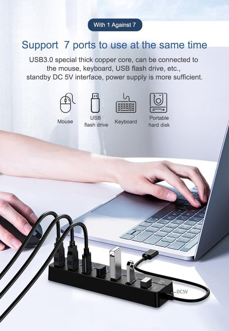Green Lyca 7 in 1 USB 3.0 Hub