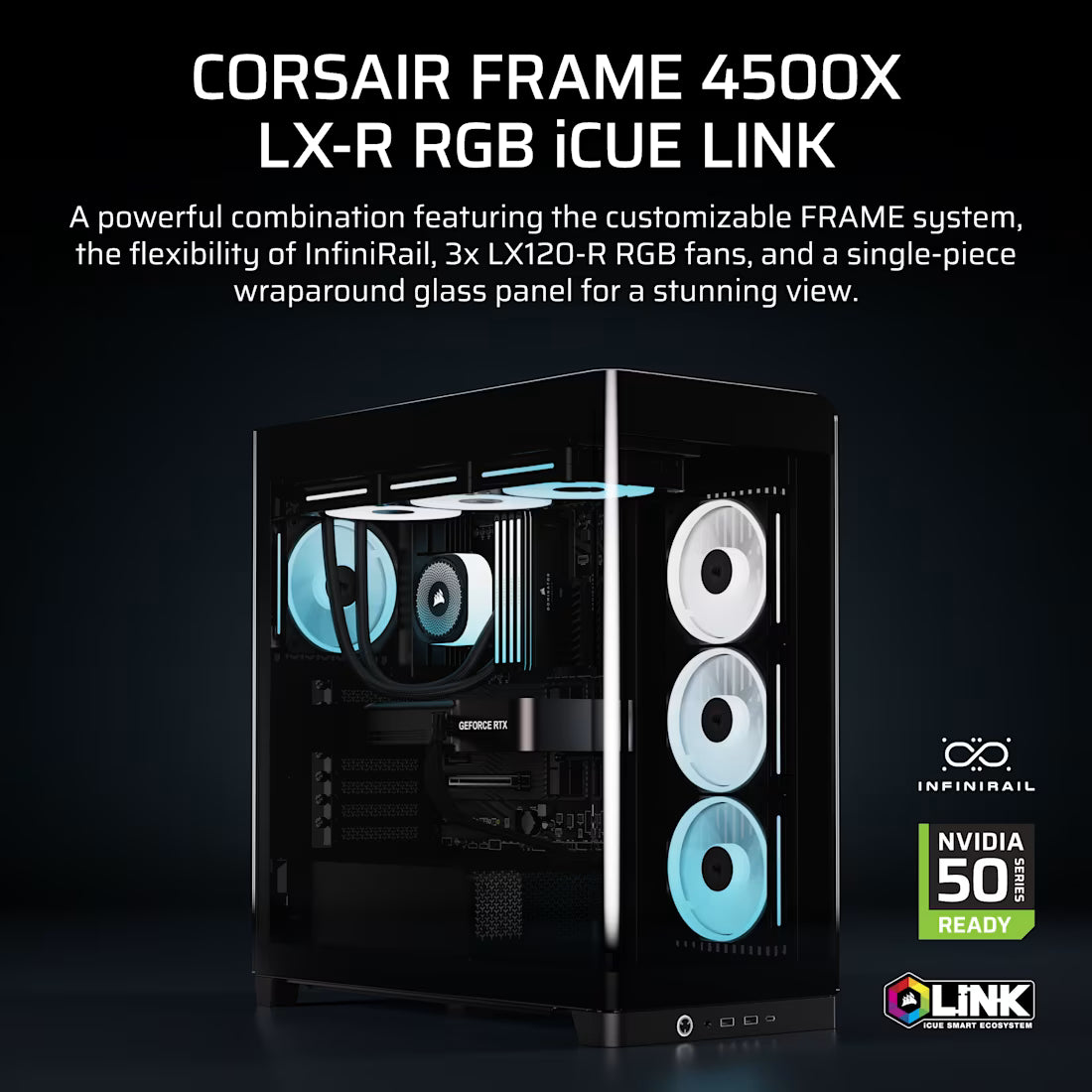 FRAME 4500X LX-R RGB iCUE LINK Panoramic Glass Mid-Tower PC Case