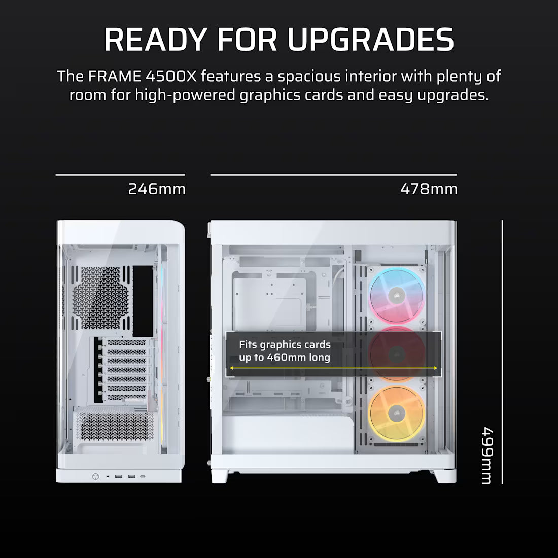 FRAME 4500X LX-R RGB iCUE LINK Panoramic Glass Mid-Tower PC Case - White