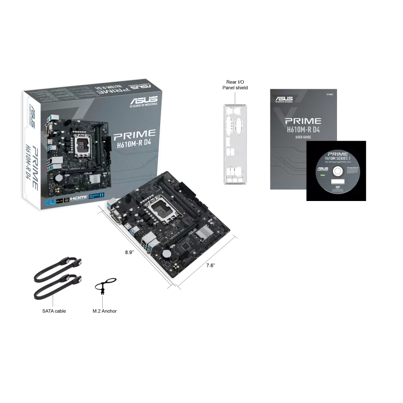 ASUS PRIME H610M-R D4, Intel, LGA 1700, Intel® Celeron®, Intel® Core™ i3, Intel® Core™ i5, Intel® Core™ i7, Intel® Core™ i9, Intel Pentium G, LGA 1700, DDR4-SDRAM, 64 GB