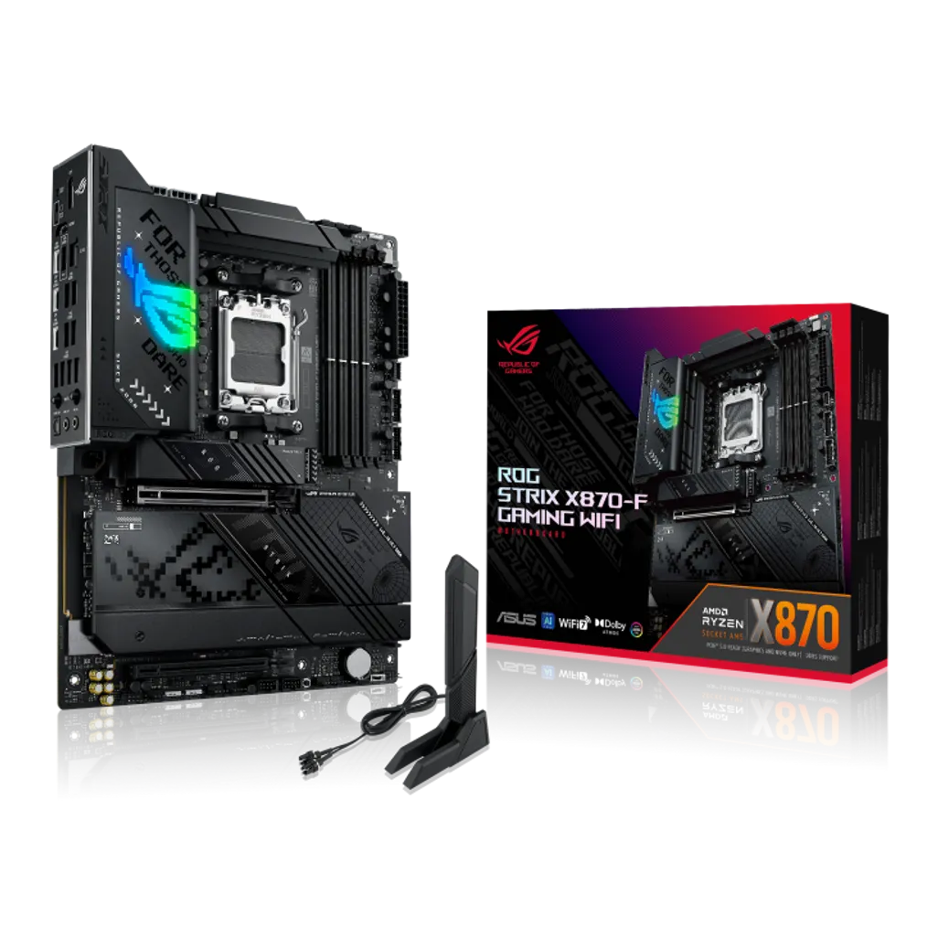 ASUS ROG STRIX X870-F GAMING WIFI, AMD, Socket AM5, AMD Ryzen 7 7th Gen, AMD Ryzen 7 8th Gen, AMD Ryzen 9 7th Gen, AMD Ryzen 9 8th Gen, AMD Ryzen 9..., DDR5-SDRAM, 192 GB, DIMM