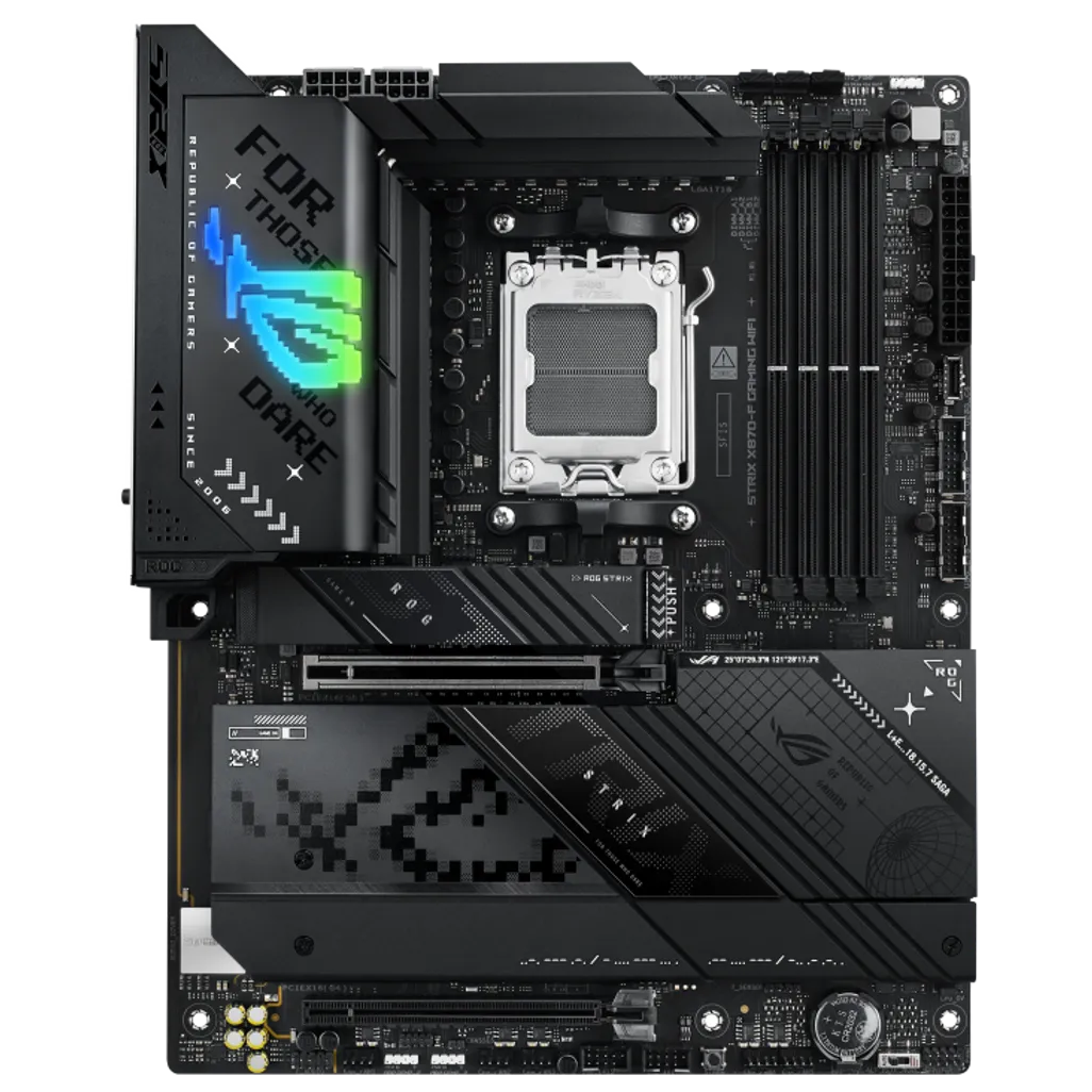 ASUS ROG STRIX X870-F GAMING WIFI, AMD, Socket AM5, AMD Ryzen 7 7th Gen, AMD Ryzen 7 8th Gen, AMD Ryzen 9 7th Gen, AMD Ryzen 9 8th Gen, AMD Ryzen 9..., DDR5-SDRAM, 192 GB, DIMM
