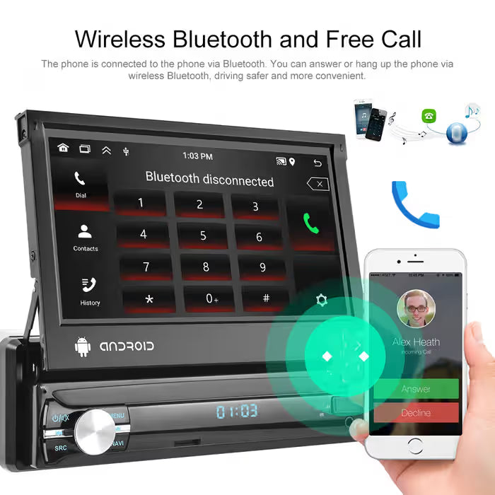 7-Inch Single DIN Android 10.0 Head Unit (2+32GB) with Wireless CarPlay
