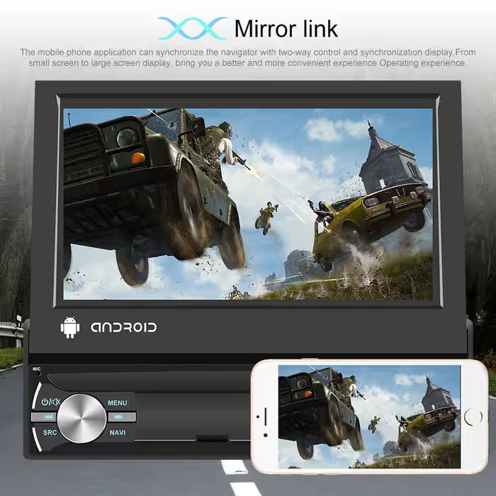 7-Inch Single DIN Android 10.0 Head Unit (2+32GB) with Wireless CarPlay