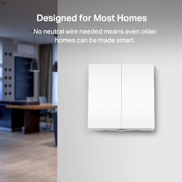 TP-Link Tapo S220 Smart 868MHz Light Switch 2-Gang 1-Way, No Neutral required