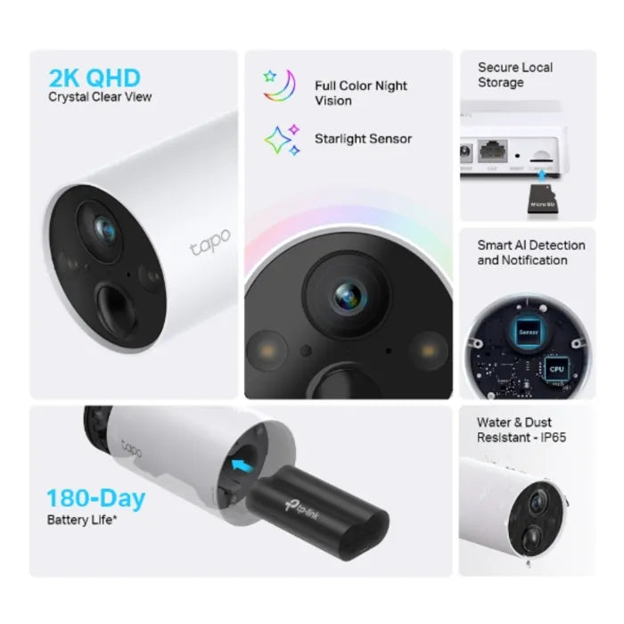 TP-Link Tapo C420S2 2K Smart Wire-Free Security Camera, 2 Camera System