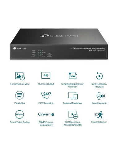 TP-Link VIGI 4 Channel PoE Network Video Recorder | TP-VIGI-NVR1004H-4P