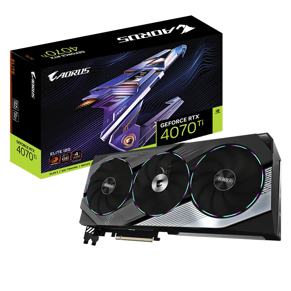 GIGABYTE nVidia GeForceÂ® RTX 4070Ti AORUS ELITE - 12G GDDR6X HDMIx1/DP x3