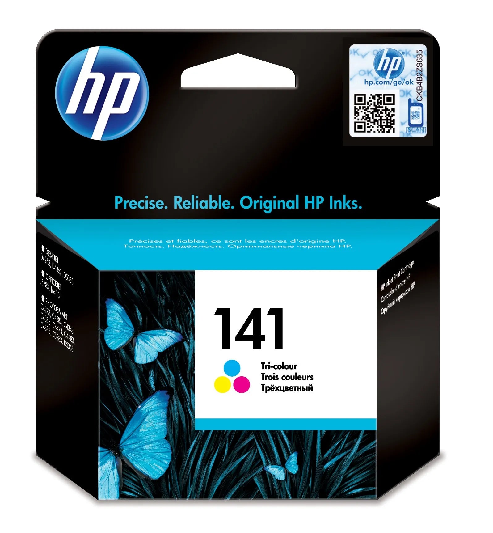 HP 141 Tri-color Original Ink Cartridge;~170 pages.