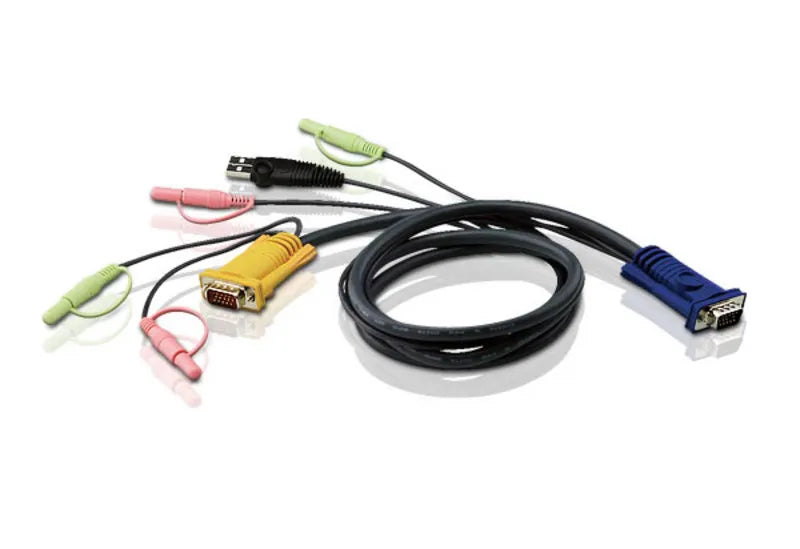 ATEN 3M USB KVM Cable w/ Audio - SPHD15 & Audio to VGA; USB & Audio. (Speaker & MIC support).
