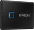 Samsung T7 Touch Portable SSD 1 TB/ Transfer speed up to 1050 MB/s/ USB 3.2 (Gen2  10Gbps) backwards compatible  AES 256-bit hardware encryption with optional password protection  Colour: Deep Black