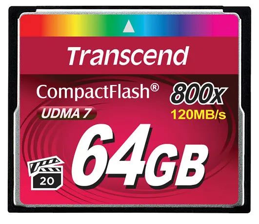 TRANSCEND 64GB 800X CF CARD  READ 120MB/S  WRITE 60MB/S