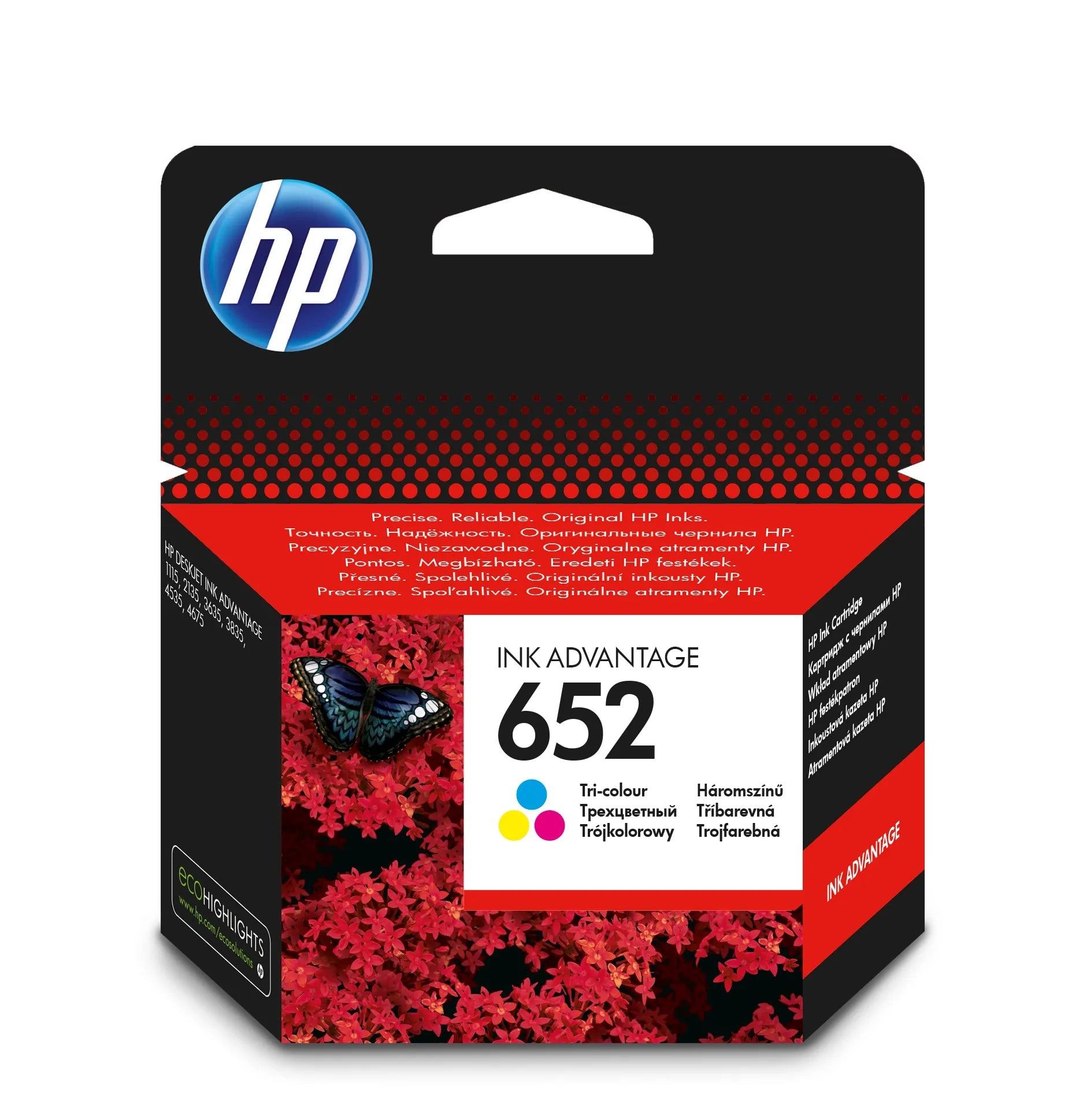 HP 652 Tri-color Original Ink Advantage Cartridge;~200 pages. (DeskJet Ink Advantage 3835 All-in-One Printer).