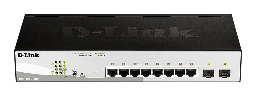 D-LINK 8-ports 10/100/1000Base-T PoE Smart Switch plus 2 SFP ports - 78W PoE budget - TecAfrica Solutions