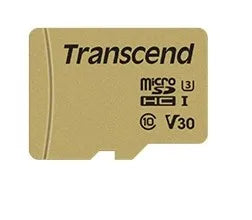 TRANSCEND 500S 16GB MICRO SDXC/SDHC CLASS 10 V30 UHS-I U3 U1 -READ 95 MB/S - WRITE 60MB/S - WITH ADAPTOR - MLC