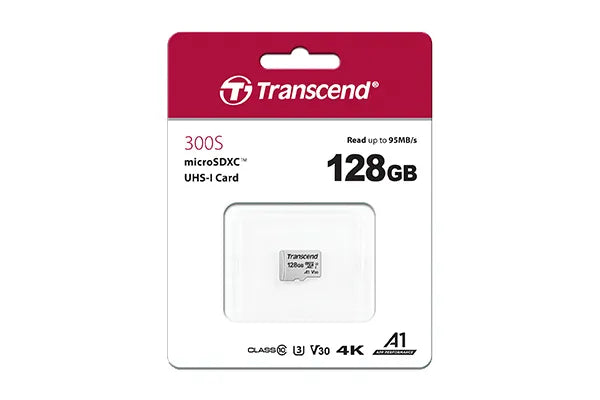 TRANSCEND 300S 128GB MICRO SD UHS-I U1U3 V30 A1 CLASS10 - READ 95 MB/S - WRITE 45MB/S - WITHOUT ADPTOR -TLC