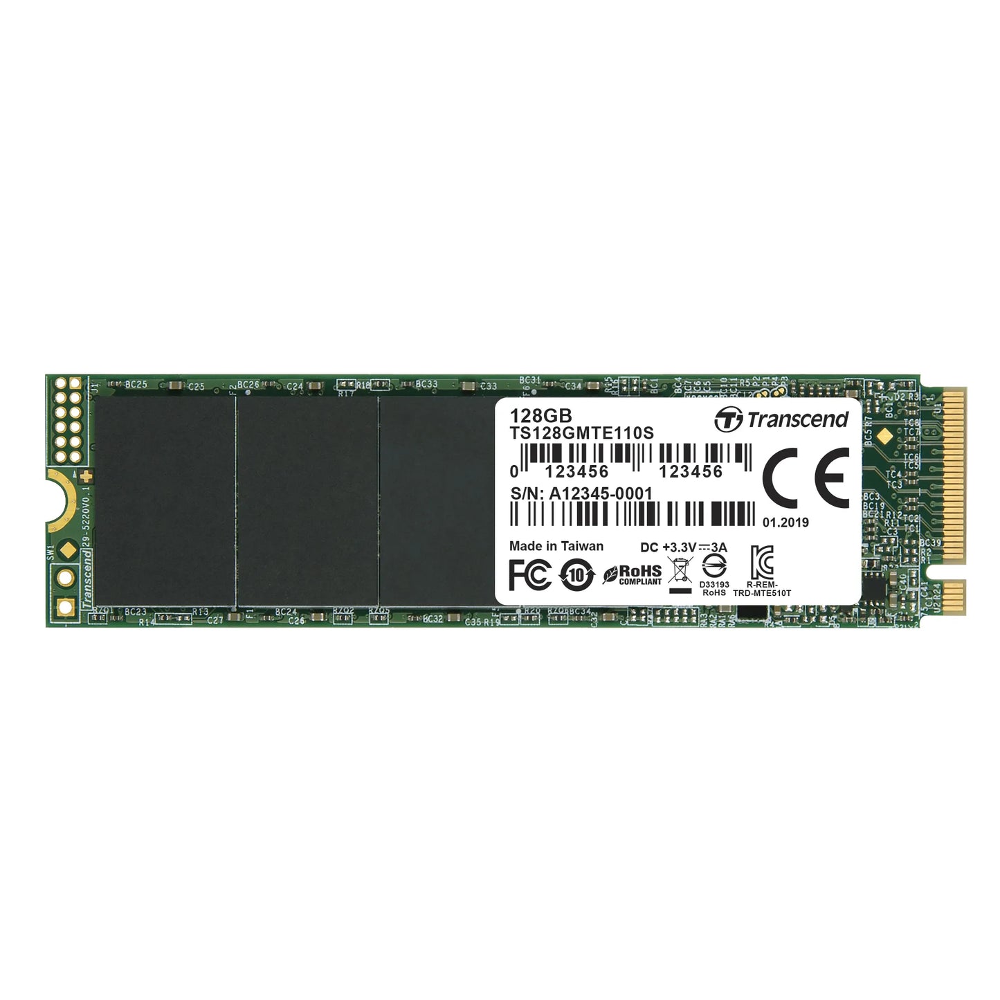 TRANSCEND 128GB PCI-E M.2 2280 NVME GEN 3X4 SSD -3D TLC -DRAMLESS