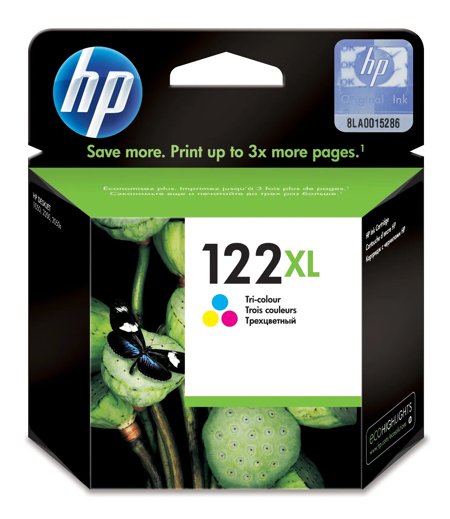 HP 122XL High Yield Tri-color Original Ink Cartridge;~330 pages.